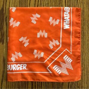 NWOT Whataburger Orange Bandana Scarf Logo Print Texas Fast Food Merch 20”x21”